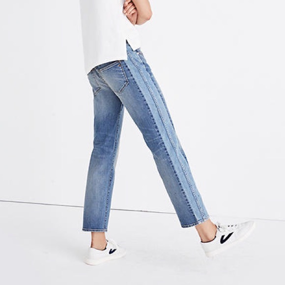 Madewell Denim - Madewell High Waisted Straight Leg Contrast Jeans